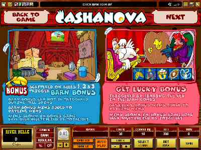 Cashanova paytable screen main