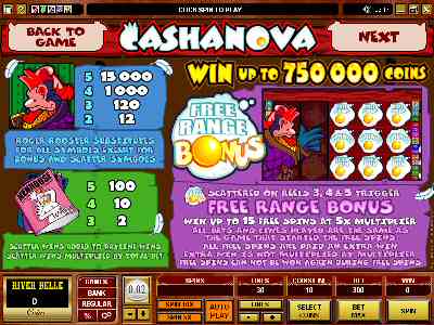 Cashanova paytable screen 2